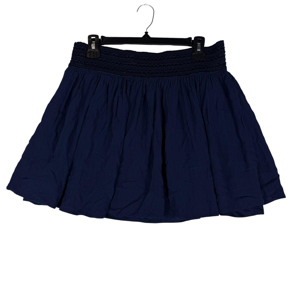 American Rag Cie Skirt Juniors M Blue‎ Smocked Waist Crinkle Skater Lined Mini